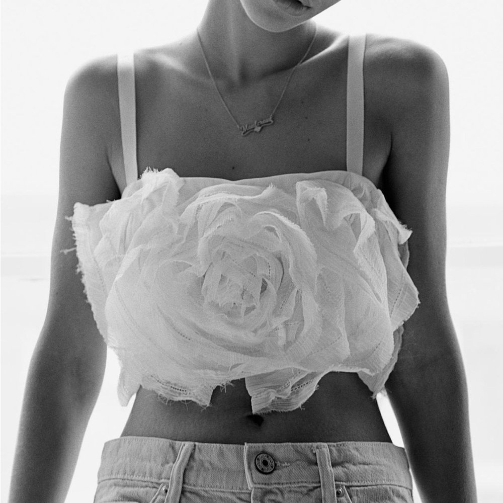 Zara textured floral crop top